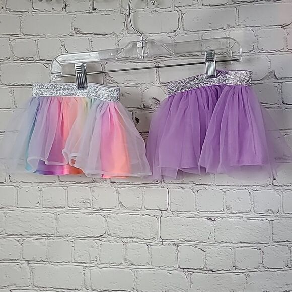 Baby Girl’s Glitter Tulle Tutu Skirt 0-3M Rainbow & Lilac Ruffled Bloomers 2-pk - Picture 2 of 10